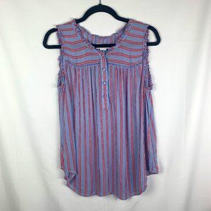 Liz Claiborne Flirty Ruffle Striped Tank Size L